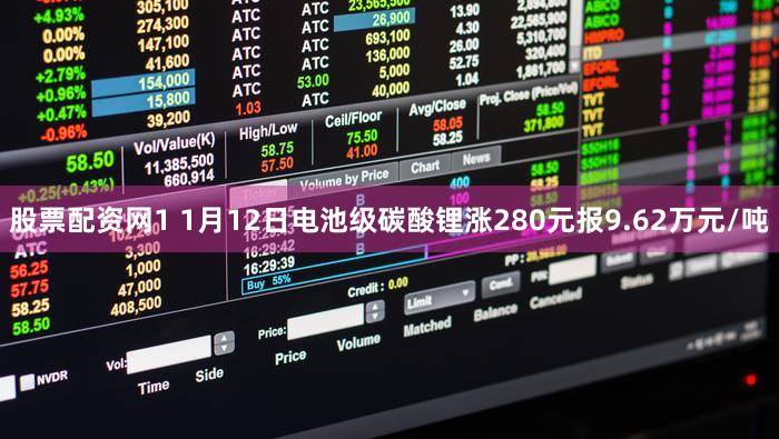 股票配资网1 1月12日电池级碳酸锂涨280元报9.62万元/吨