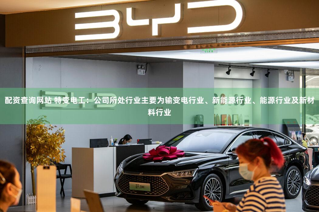 配资查询网站 特变电工：公司所处行业主要为输变电行业、新能源行业、能源行业及新材料行业
