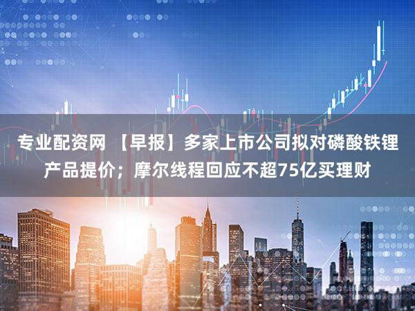 专业配资网 【早报】多家上市公司拟对磷酸铁锂产品提价；摩尔线程回应不超75亿买理财